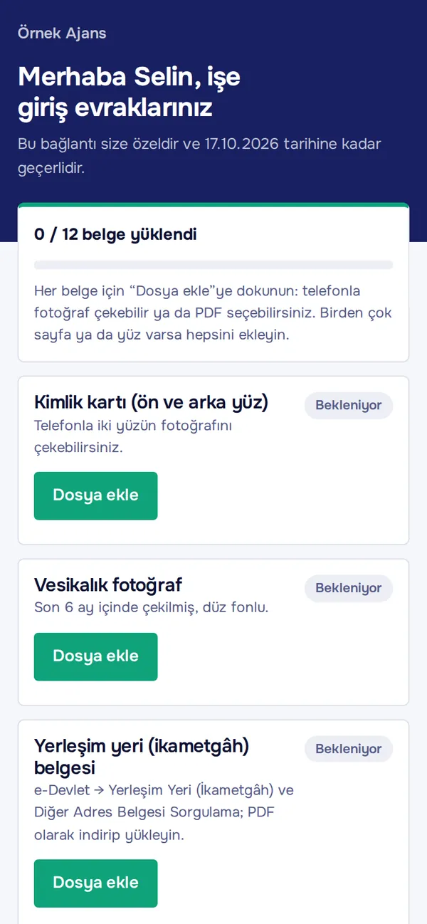 Çalışanın telefonda açtığı evrak sayfası