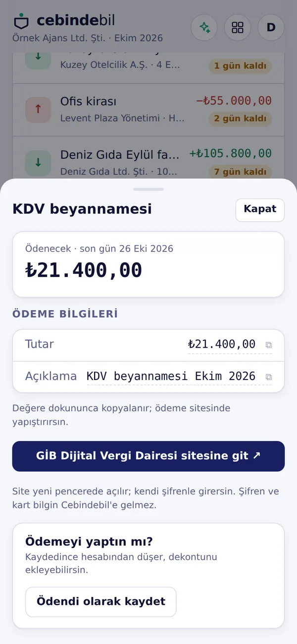 Ödeme bilgileri ve resmi siteye geçiş